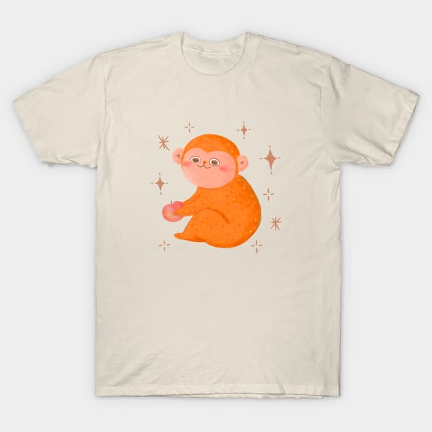 Cute Monkey with Honey Peach T-Shirt by awesomesaucebysandy